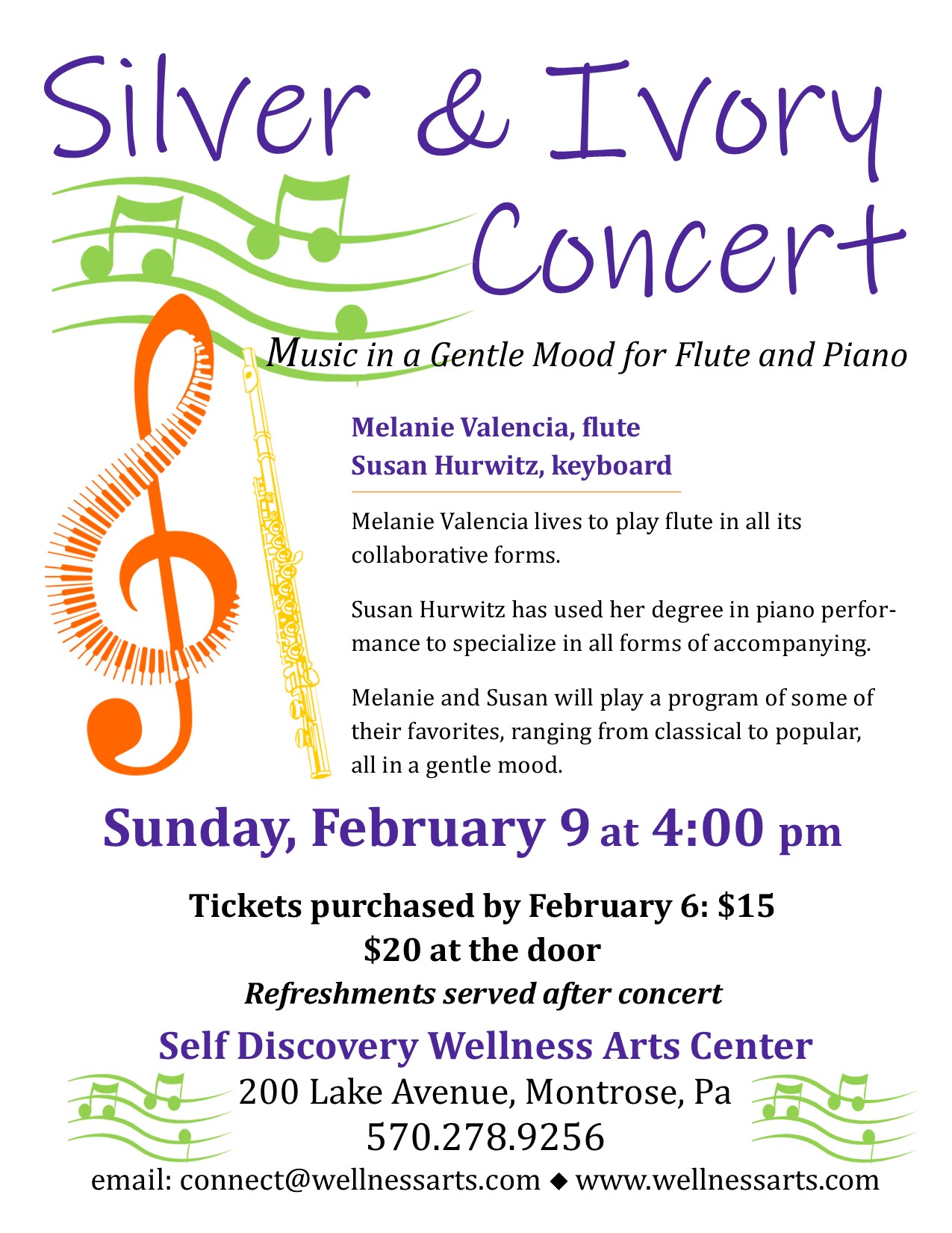 Silver and Ivory Concert flyer February 2020
